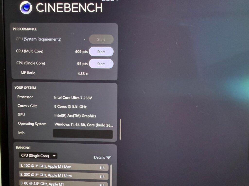 ThinkPad X1 Carbon Gen 13 Aura Edition Cinebench 2024 スコア