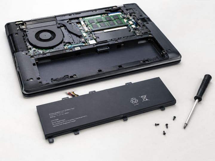 HP ProBook 430 G8のバッテリー交換イメージ画像。ノートPCのバッテリーを交換する様子