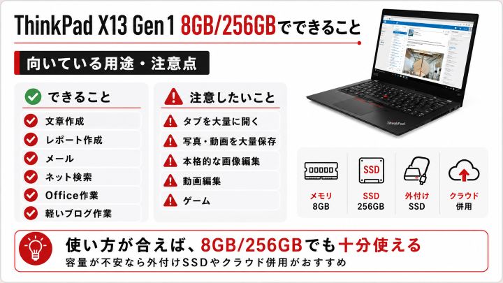 ThinkPad X13 Gen 1は今でも使える？中古・メモリ増設・SSD交換・重さ