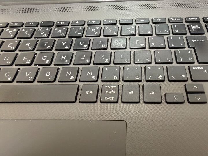 HP 250 G7の日本語キーボードのキー配列を拡大した写真