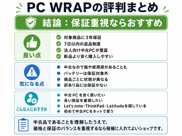 PC WRAPの評判まとめ｜良い点・気になる点・おすすめな人